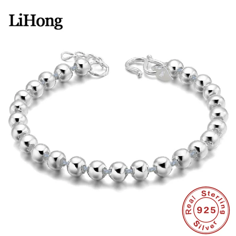 925 Sterling Silver Bracelet 5MM Beads Bracelet For Women Fashion Simple Engagement Wedding Charm Jewelry