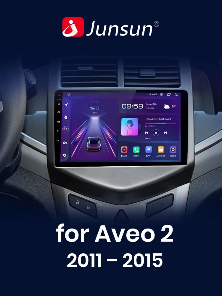 Radio samochodowe Junsun 2din Android do Chevrolet Aveo 2 Sonic T300 2011-2015 Autoradio CarPlay Nawigacja GPS SWC — 2