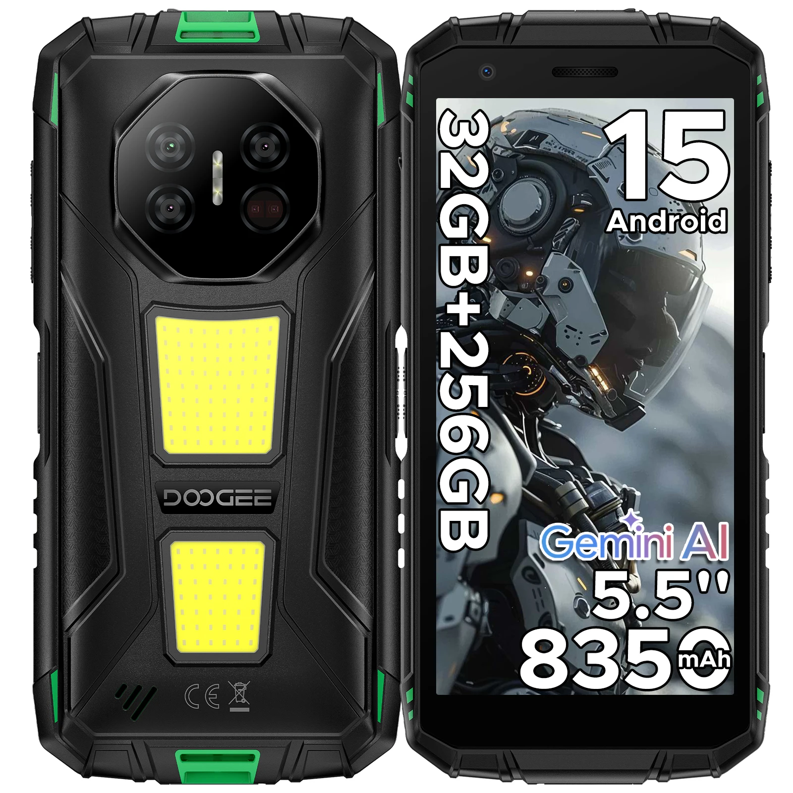 DOOGEE Fire 3 Max Rugged Phone 32GB+256GB 5.5" HD+ Display Camping lights 8350mAh UNISOC T7250 48MP NFC Android15