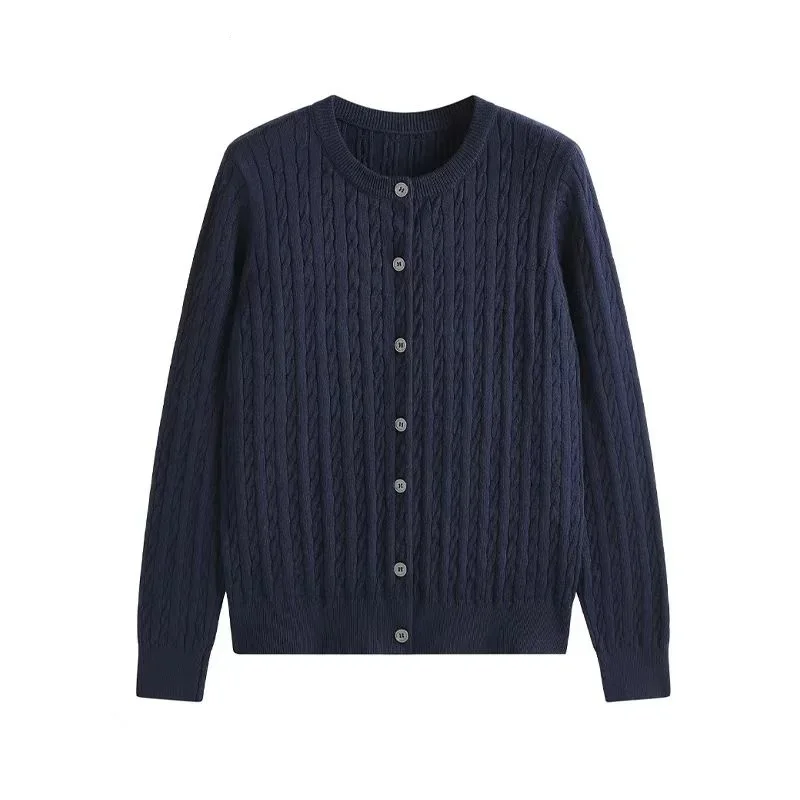 

Warm Comfortable Knit Fashion Solid Color Knitted Top Winter Women's Twist Sweater Knitted Cardigan High Quality Single Breasted