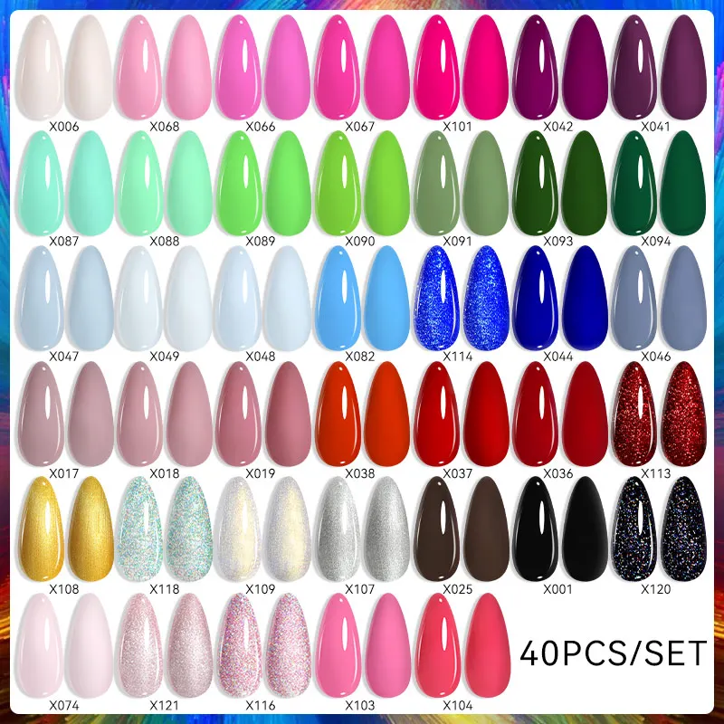 

LILYCUTE 7ML 40/20 Colors Gel Nail Polish Set Colorful Semi Permanent UV Gel Soak Off Nail Manicure Set Nail Art Gel Varnish Kit