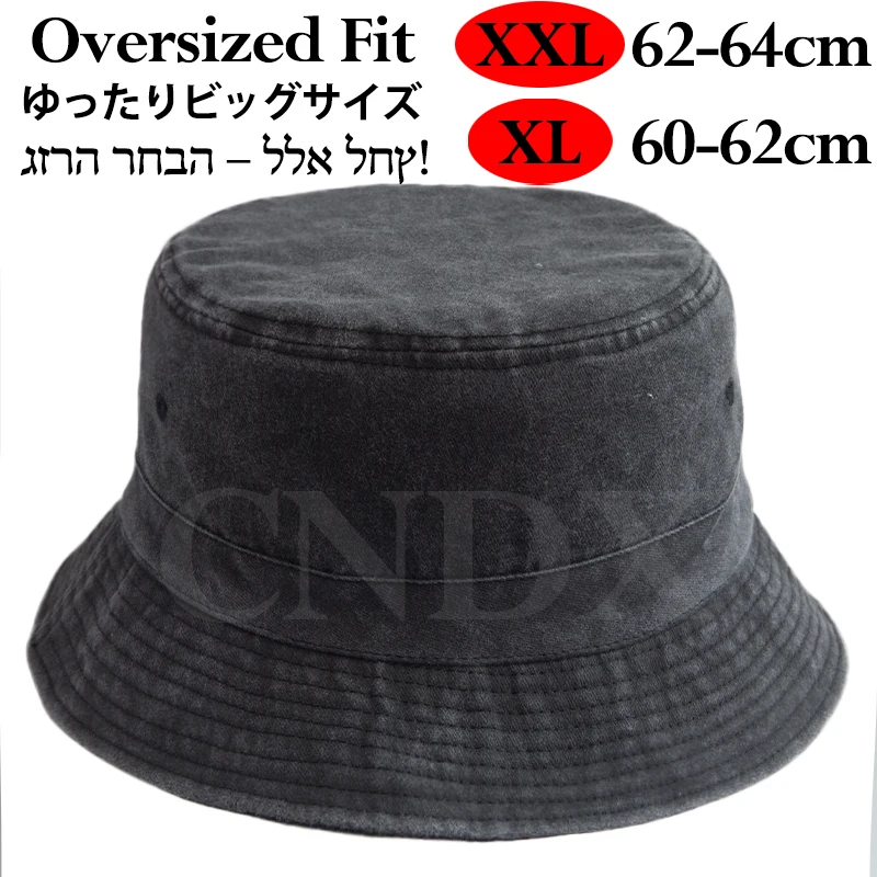 Chapéu Bucket Masculino Tamanhos Grandes XL XXL 60-64cm, Ajuste para Cabeças Grandes, Chapéu de Pescador em Jeans Lavado com Alça de Queixo Removível, Para Uso Externo e Urbano