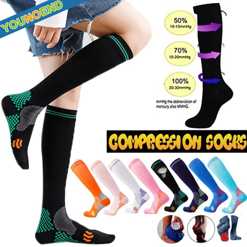 1Pair Compression High Socks 20-30 Mmhg  for Edema Diabetic Varicose Veins Nurse Pregnant Woman Socks