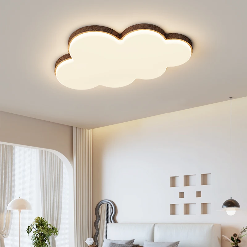 Wooden Cloud Shape Led Ceiling Lamps Creative Cartoon Ceiling Lights For Living Room Boy Girl Bedroom Indoor Lighting AC90-260V