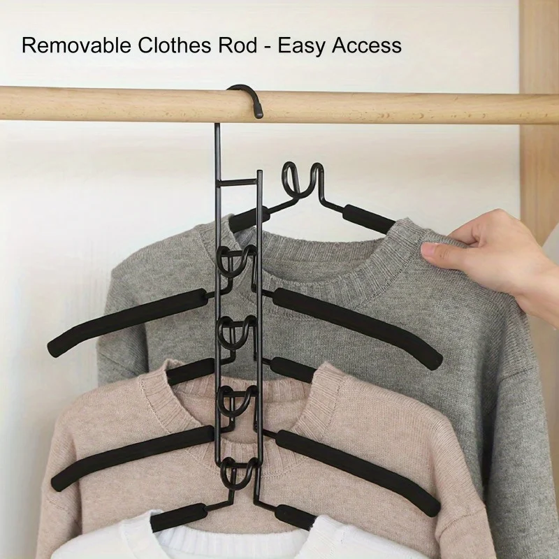 

1pc Heavy-Duty Space-Saving Clothes Hanger - Multi-Layer Metal Garment Organizer with Non-Slip Foam Pads, Sturdy Closet Hanger