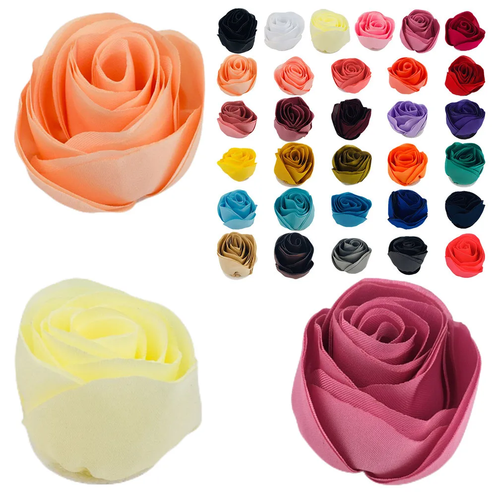 

New Silk Satin Tulip Flower Handmade Hair Accessories Pet Accessories Material Eco-friendly Three-dimensional Rose 400pcs