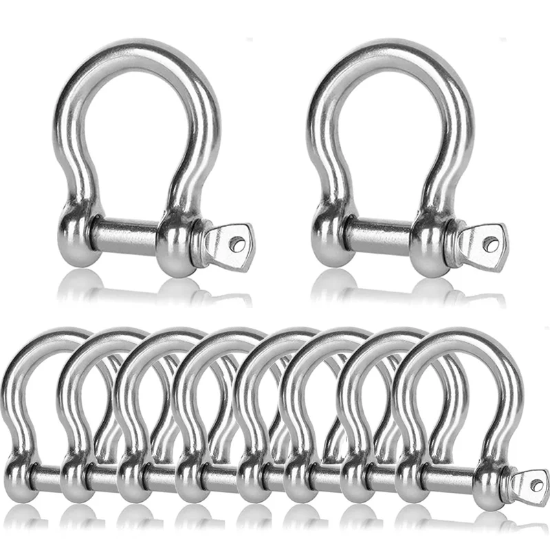 Stainless Steel D Ring Shackle Swivel Screw Hook for Chains Wire Rope Lifting Heavy Duty Anchor Shackles Boat Rigging Link Hooks