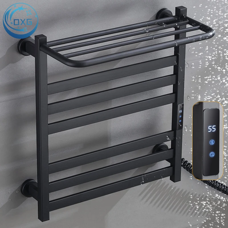 

OXG термостатическая вешалка для полотенец с электрическим подогревом, вешалка для полотенец с подогревом для ванной комнаты, встроенный таймер, энергосберегающее стерилизующее сухое полотенце