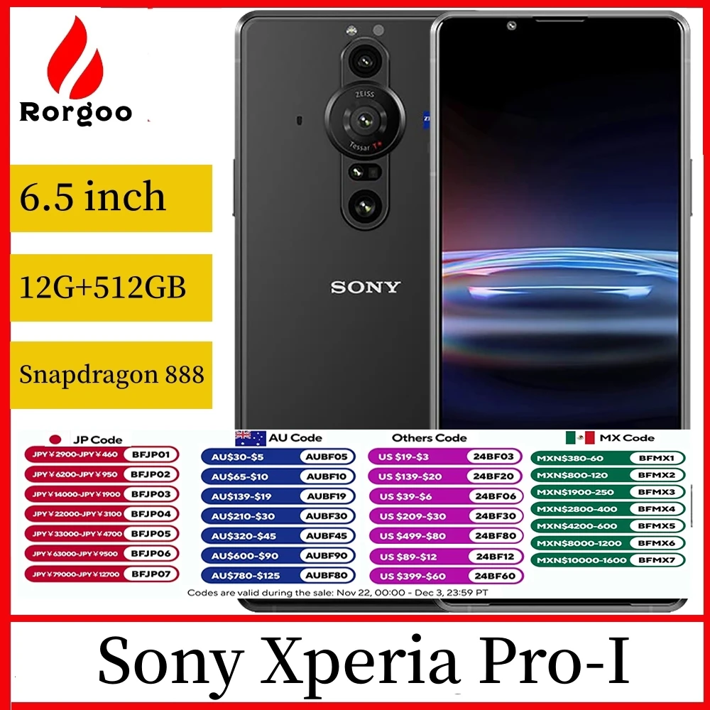 Sony Xperia Pro-I XQ-BE72 Оригинальный мобильный телефон 12 ГБ ОЗУ 512 ГБ 6,5 дюйма Snapdragon 5G Octa Core Triple 12MP Dual Sim NFC Сотовый телефон