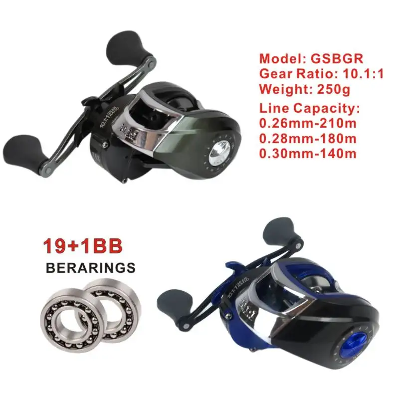 Reel Baitcast Kecepatan Tinggi 10.1:1 MAX DRAG Reel Tangan Kanan atau Kiri Rem Sentrifugal Reel Pancing