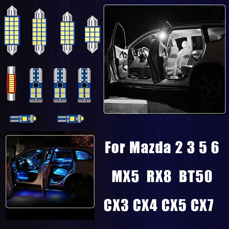 Car LED Lights For Mazda 2 3 5 6 BK BL BM BP GG GH GJ GL CX3 CX4 CX5 CX-5 CX7 MX5 RX8 BT50 2003- 2019 2020 2021 2022 Accessories