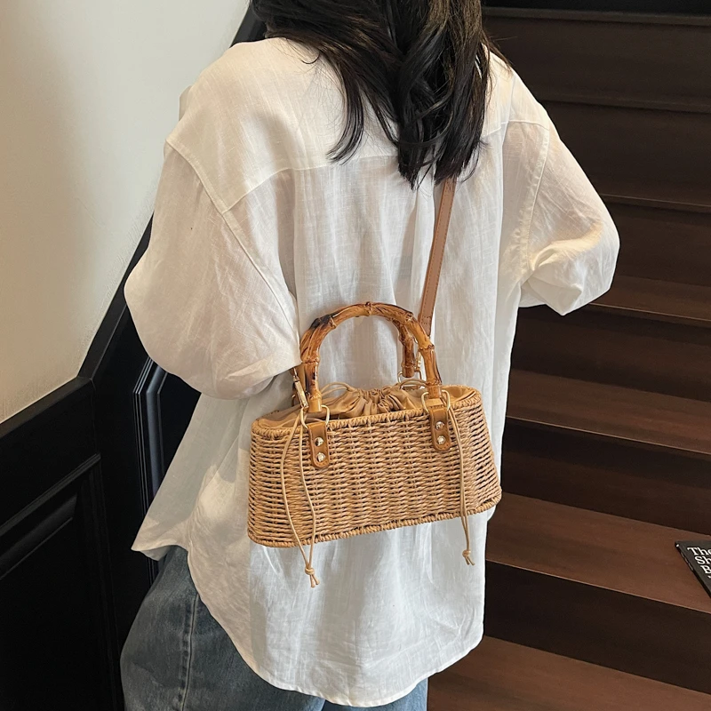 

Versatile Concise Fashion Straw Weaving Women's Shoulder Bags 2025 New Casual Small Square Bag High Quality Crossbody Bags