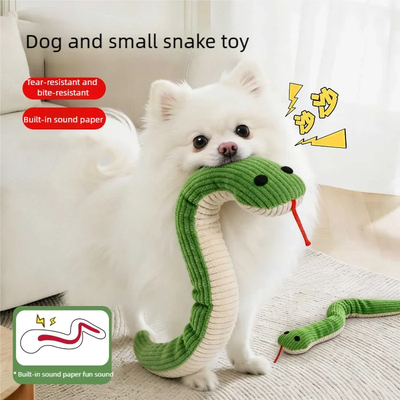 Pet Toy Snake Interactive Bite Fun Pet Cat Dog Plush Toy Anti Bite Teeth Cleaning Sound Toy