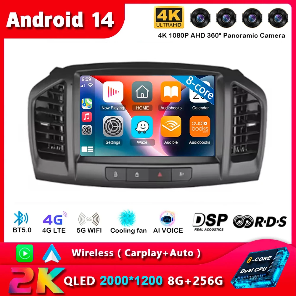 Android 13 Carplay Auto For Buick Regal 2009-2013 Opel Insignia 2008-2012 Multimedia Car Radio Player WIFi+4G No 2din DVD Stereo