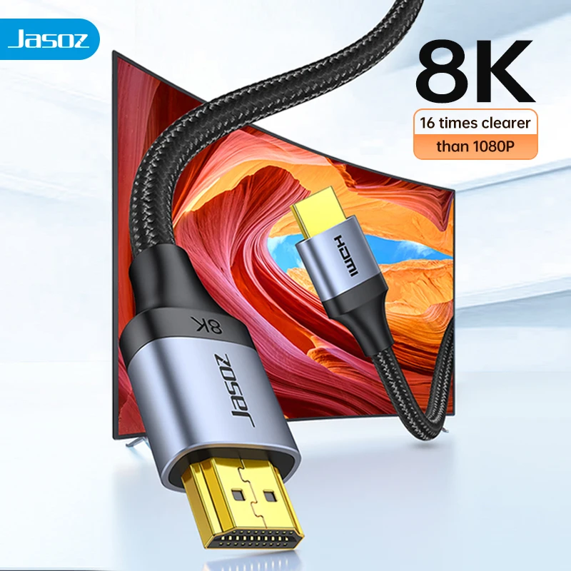 Jasoz 8K HDMI-Compatible 2.1 Cable 8K 60Hz 4K 120Hz 48Gbps HDR eARC Dolby Vision for Xiaomi TV Box Xbox PS5/4 HDMI 2.1 Cable
