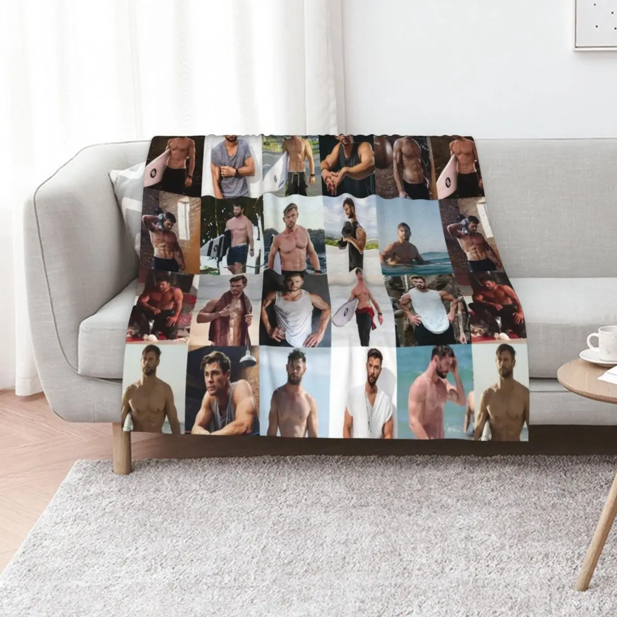 Chris Hemsworth Throw Blanket bed plaid funny gift Plush Custom heavy to sleep blankets and throws Blankets