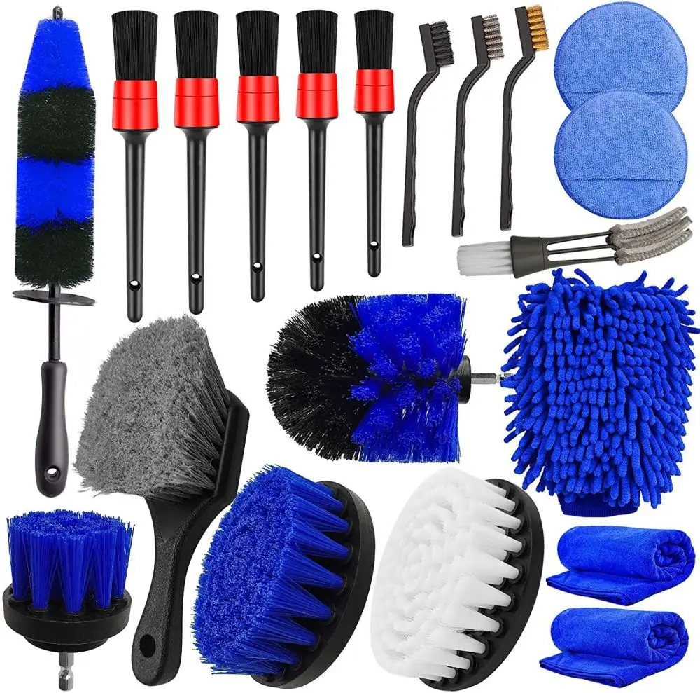 

20Pcs Car Detailing Brush Set Microfiber Soft Waxing Pads Microfiber Towels Auto Interior And Exterior Cleaner Brushes Set