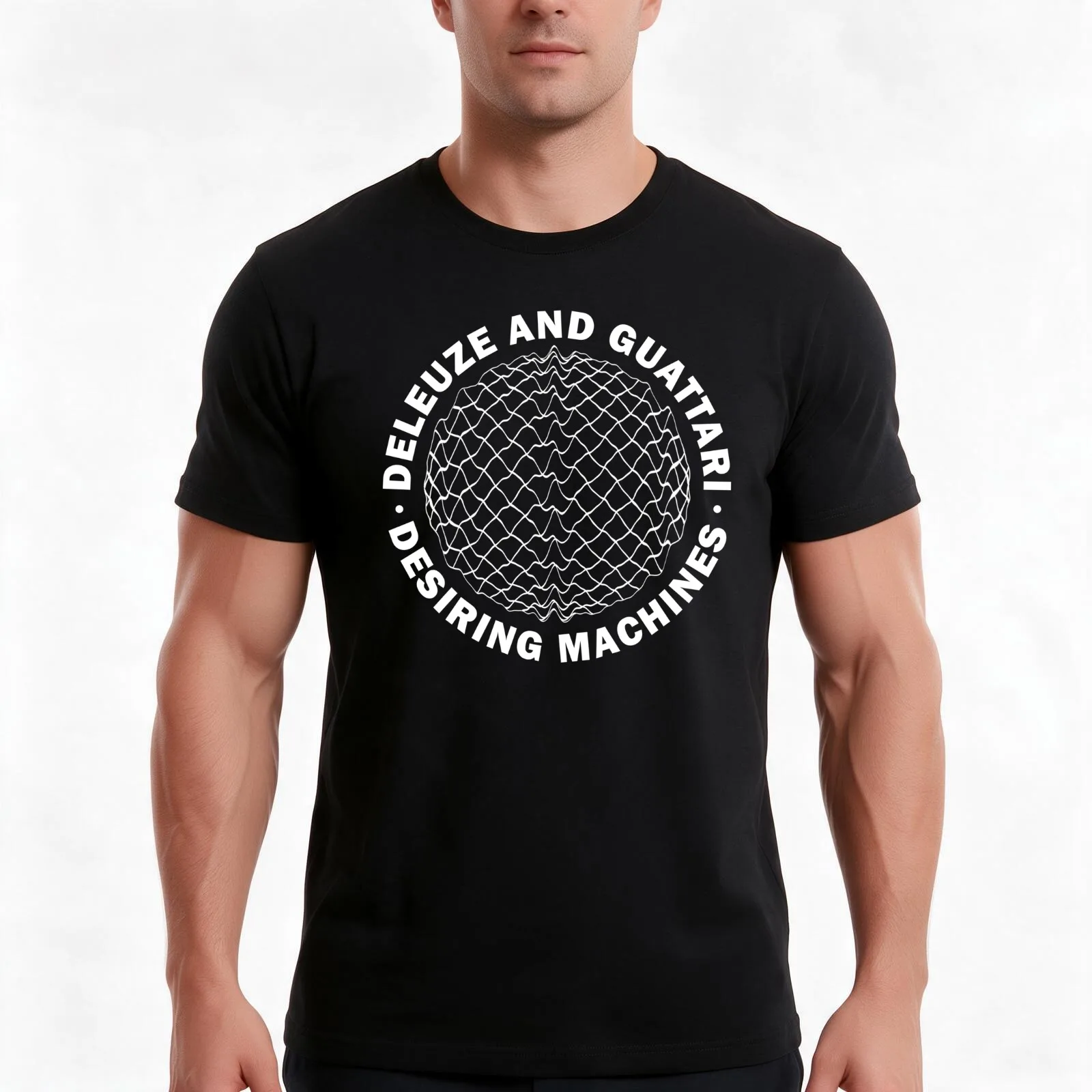 Deleuze and Guattari T-Shirt, Summer Casual Cotton Tee, Oversized Streetwear Tops, Vintage Graphic Print, Loose Fit Short Sleeve