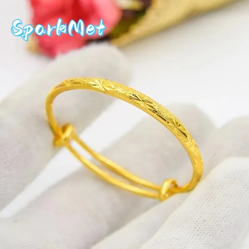 

Sparkmet 9999 24K Real Gold Childrens Gypsophila Push-Pull Bracelet Gold Baby Dragon and Phoenix Bracelet Full Moon and One Year