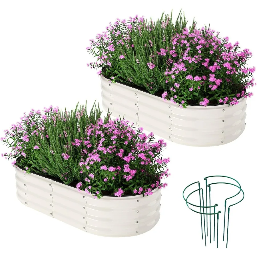 

Galvanized Metal Planter Raised Garden Bed Kit for Gardening Outdoor 4x2x1ft 2 Planter Grow Garden Box Raised Flower Bed Long V