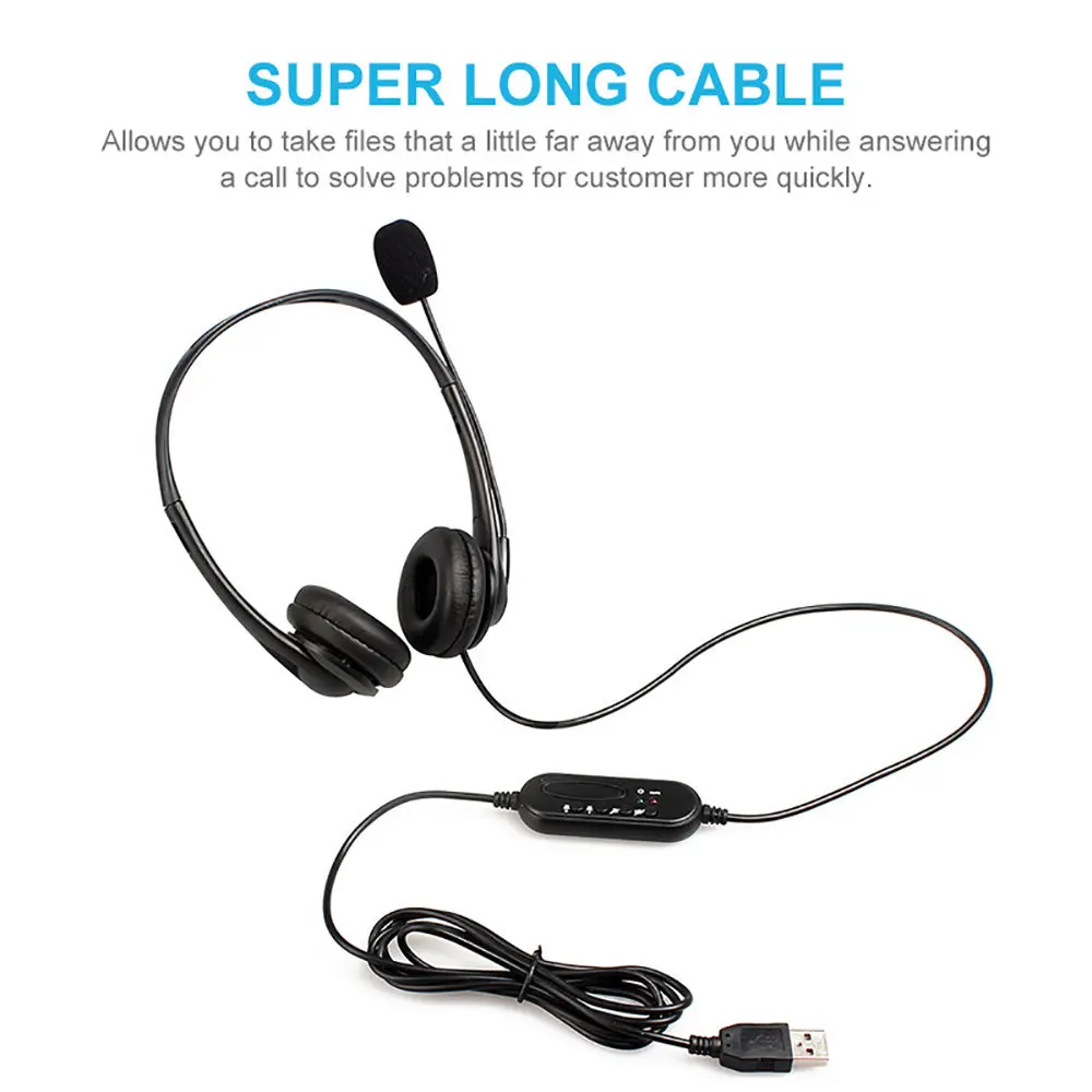 Office Wired Headset With Microphone Call Center Headphone with Noise Canceling Mic for Mpow Computer Phones USB Desktop Boxes