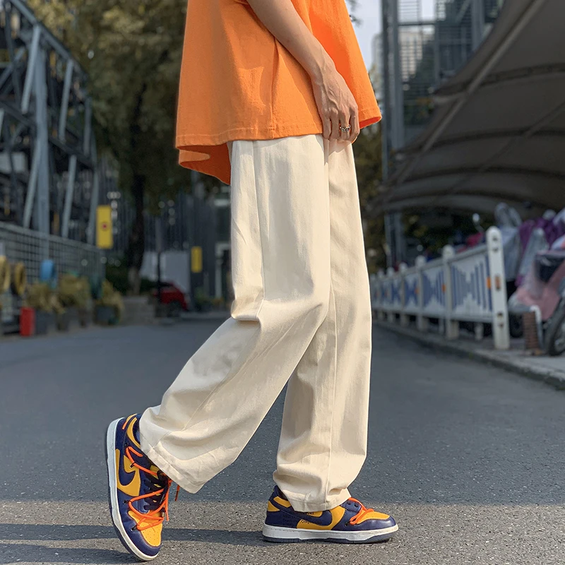 

Loose Straight Leg Casual Pants for Men High Waist Long Trousers American Sle Retro Large Size for Autumn Winter Streetwear