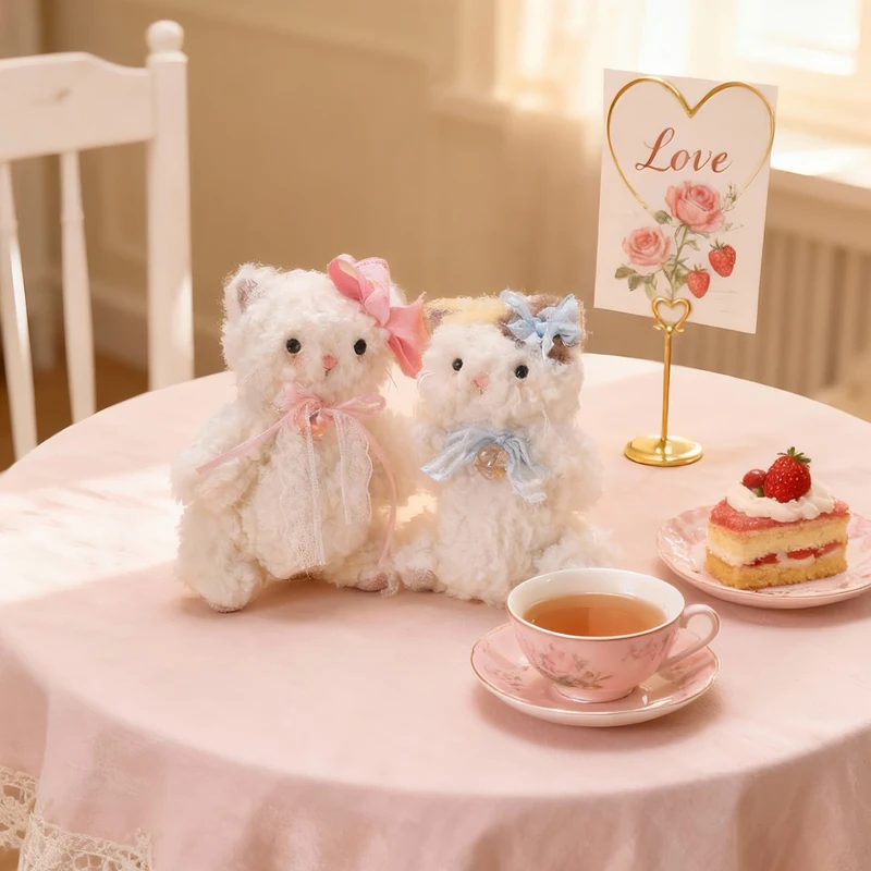 Creative Arm Head Mobility Couple Little Cats Plush Toys Cute Soft Stuffed Animals Kitten Plushies Dolls Couple Wedding Gifts