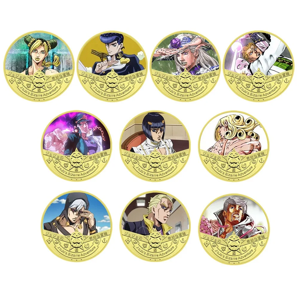

Позолоченная металлическая монета Spot JoJo's Bizarre Adventure, классический значок аниме, эксклюзивный сувенир, подарочный аксессуар, периферия