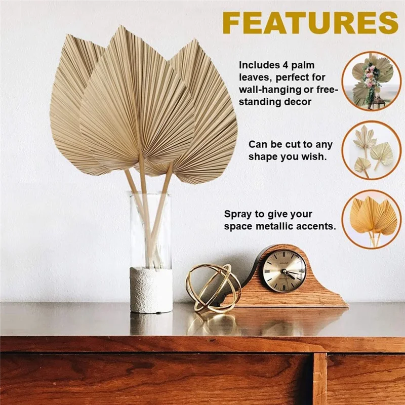 4 pezzi di foglie di palma essiccate naturali sono perfette per la decorazione di foglie di palma, decorazioni Boho, decorazioni per la casa, matrimoni