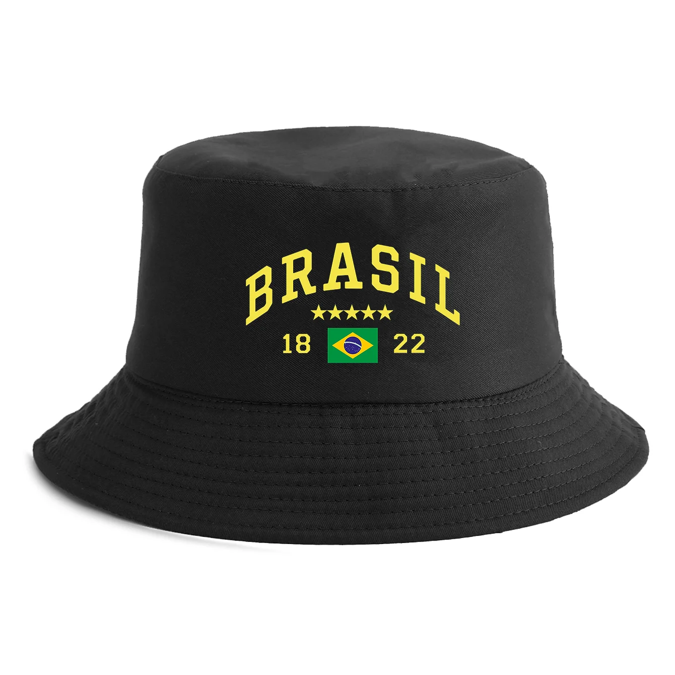 Unisex Brasil Flag Print Bucket Hat Reversible Retro Fisherman Cap Available in Multiple Retro Colors Outdoor Sun Protection Hat
