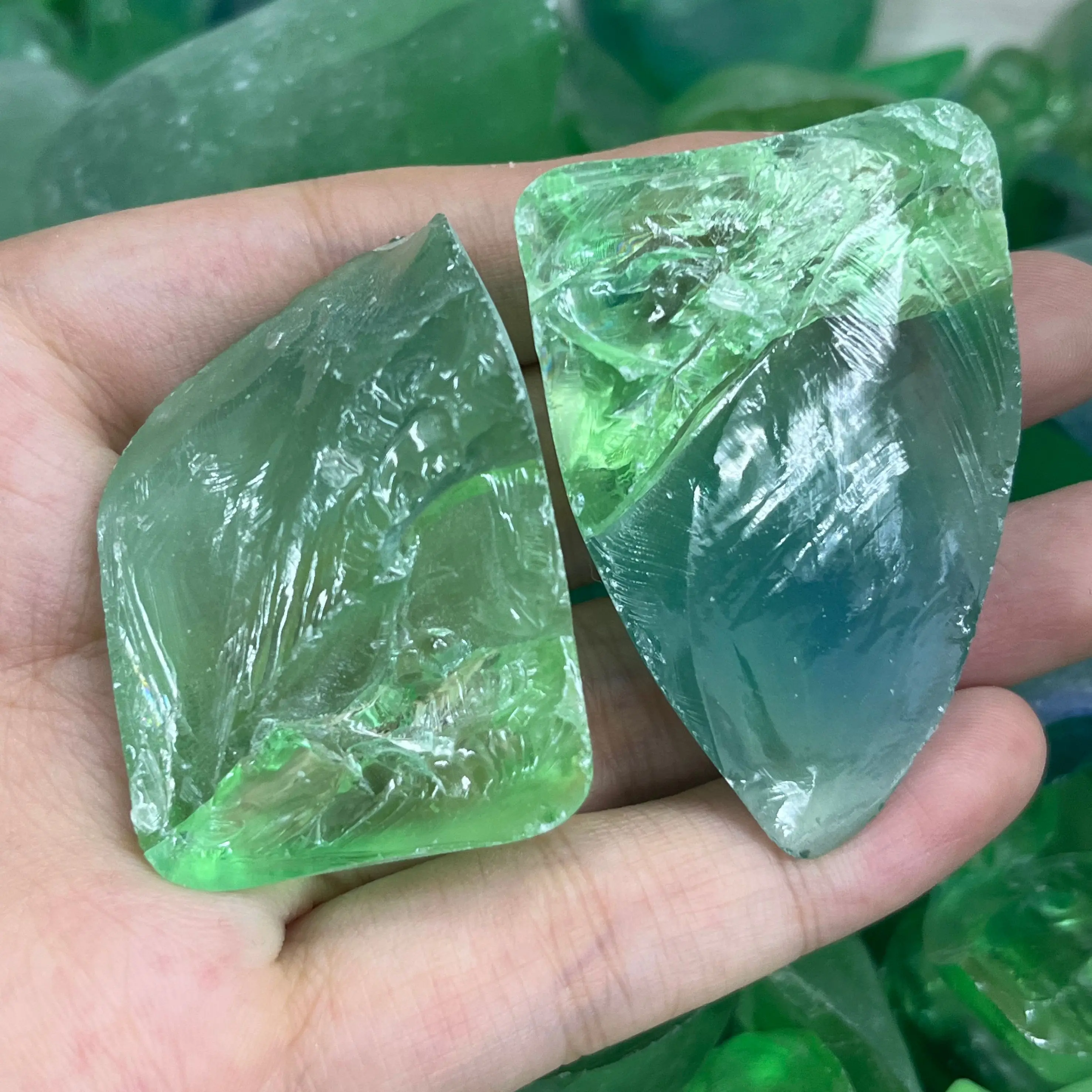 

100g/Lot Synthetic Green Sapphire Paraiba Blue Green Corundum Uncut Rough Material