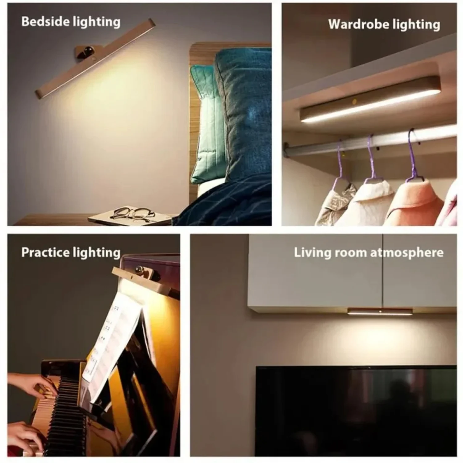 Luz nocturna LED inalámbrica de madera ajustable para una acogedora atmósfera de lectura