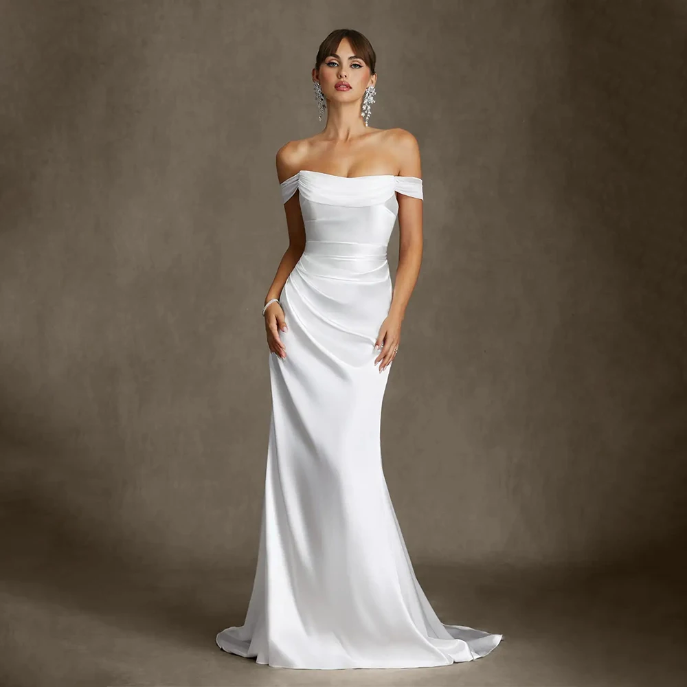 Wedding Dress Mermaid Gown Strapless Off Shoulder Pleated Bridal Dress Bride Gowns Elegant Formal Wedding Party Vestido de Novia
