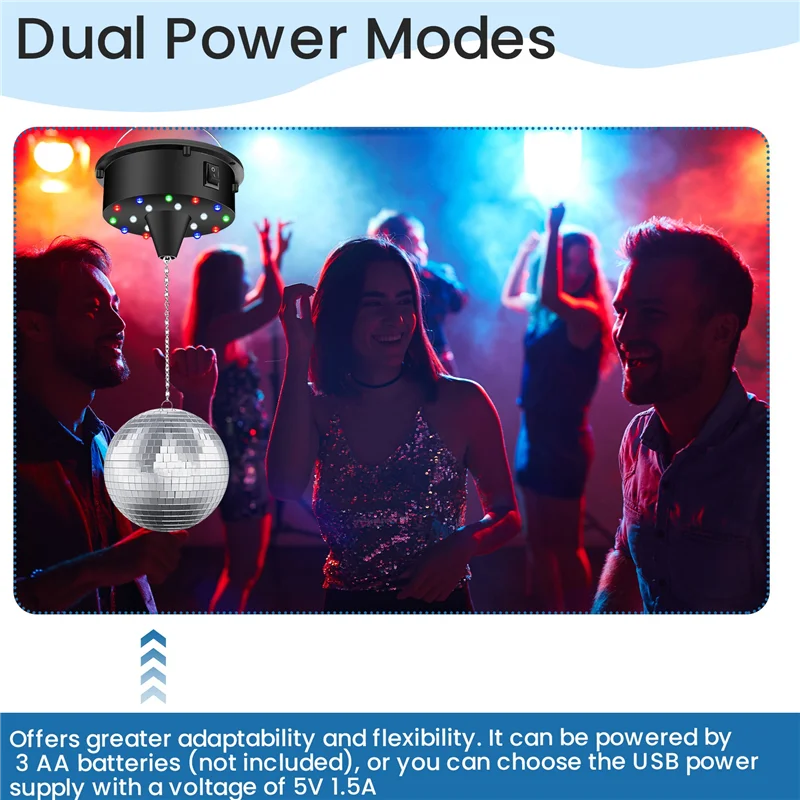 IALJ-Rotating Disco Ball Motor Lights With Remote,18 Leds For 12 16 20 24Inch Mirror Ball Rotator(Notincludedball)