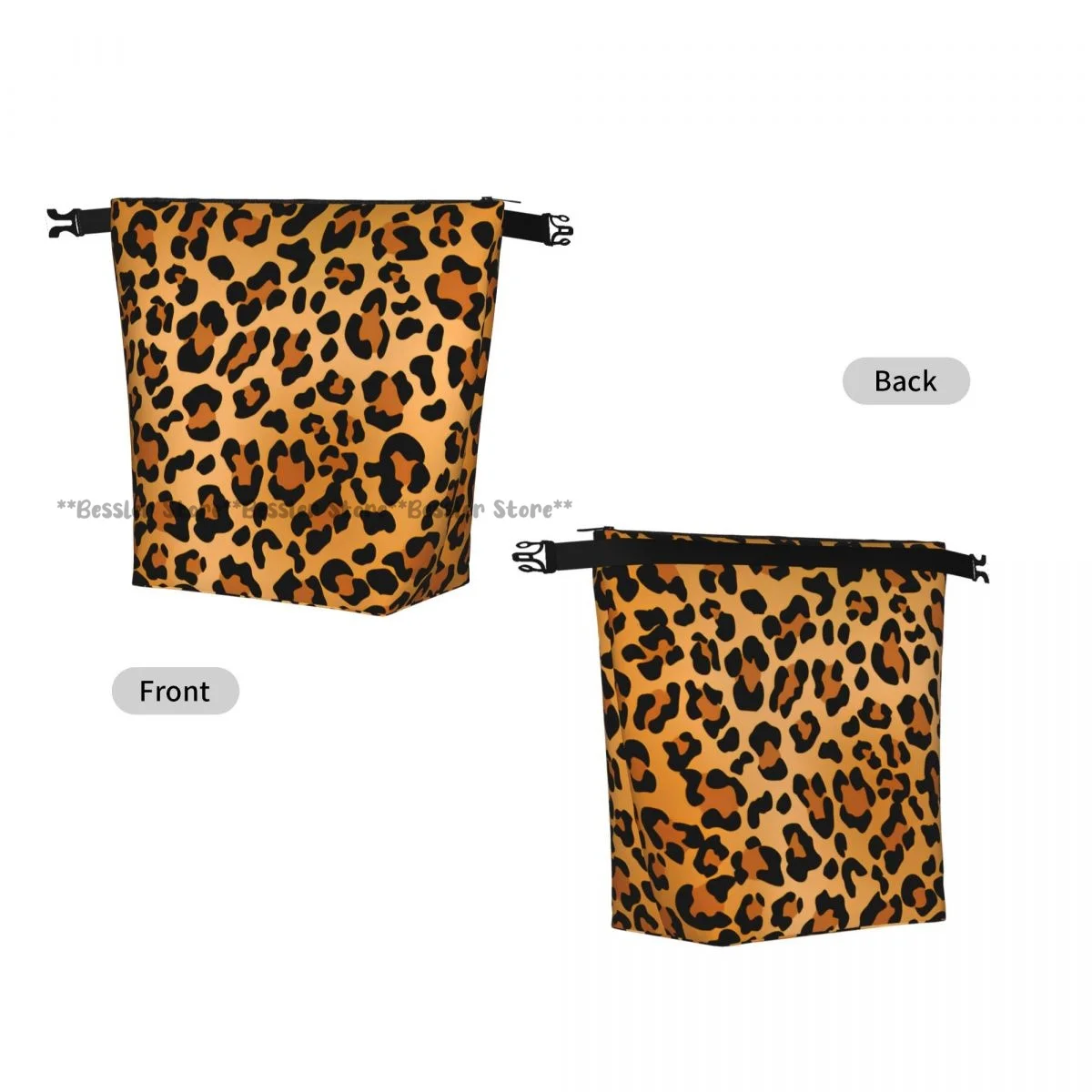 Roll Top Insulated Lunch Bag Cheetah Leopard Thermal Food Storage Bag Portable Bento Handbag for Daily Use