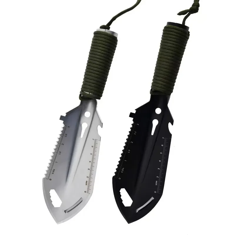 Protable Camping Engineer Shovel Wilderness Survival Tool, Outdoor Stainless Steel Multifunctional Small Hand Shovel