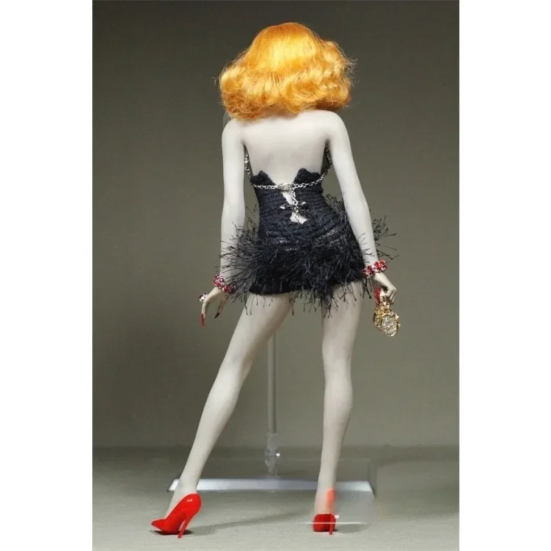 Conjunto de Reina de medianoche a escala 1/6, corsé de diamante negro, minifalda esponjosa, modelo de ropa para figuras de acción de PH de 12 pulgadas, decoración corporal