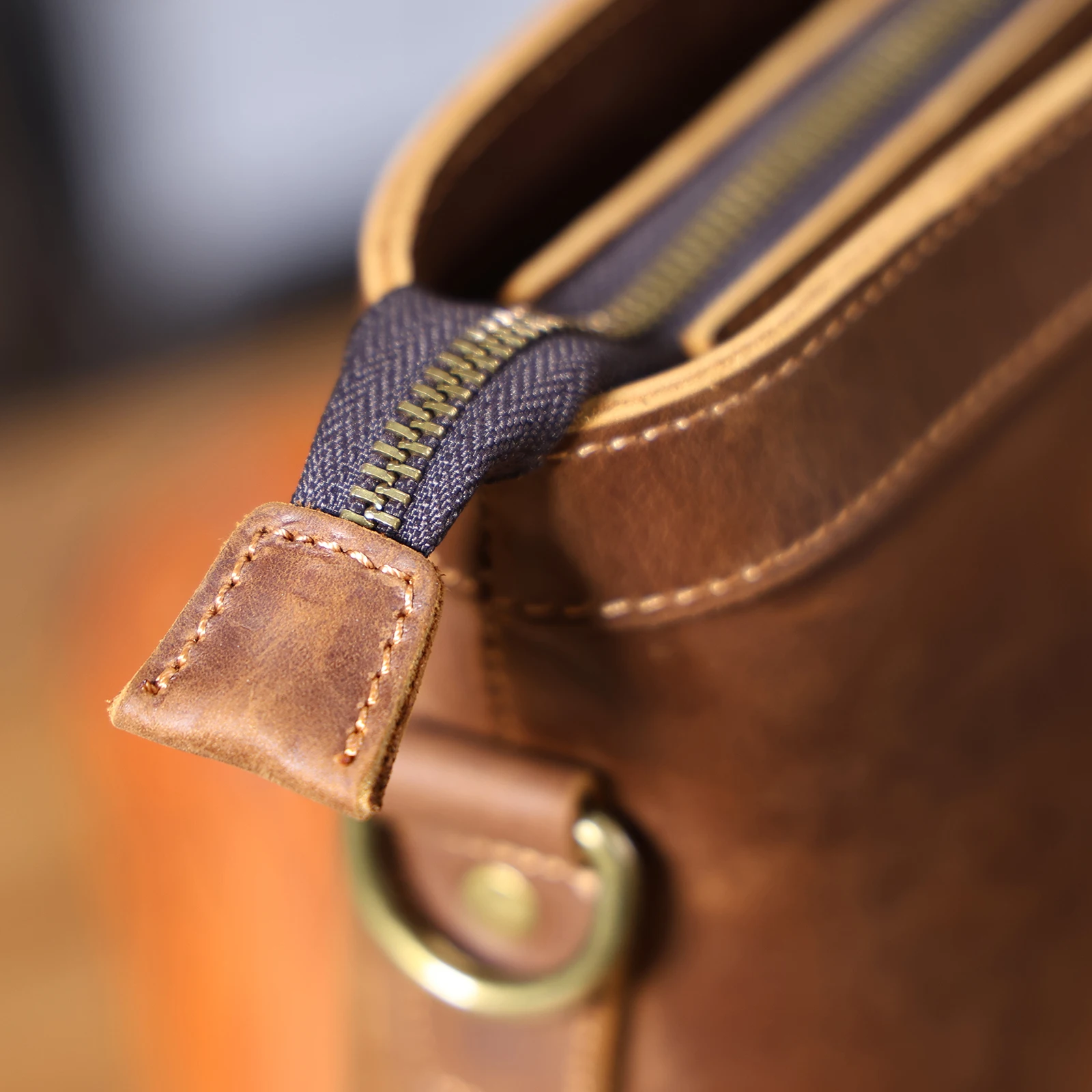 Vintage Echtleder Herren-Aktentasche 16 Zoll Laptop-Taschen Crazy Horse Leder Messenger-Handtasche Rindsleder Geschenkidee für Männer – Detail 16