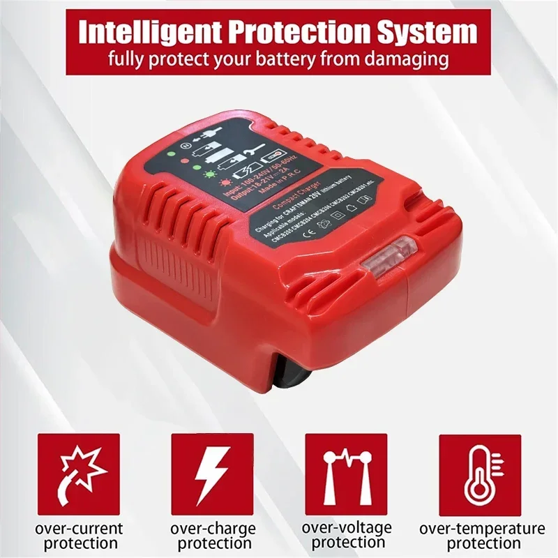 100-240V Li-ion Battery Mini Compact Charger Compatible for Craftsman 20V Li-ion Battery CMCB206 CMCB205 CMCB204 CMCB202 CMCB201