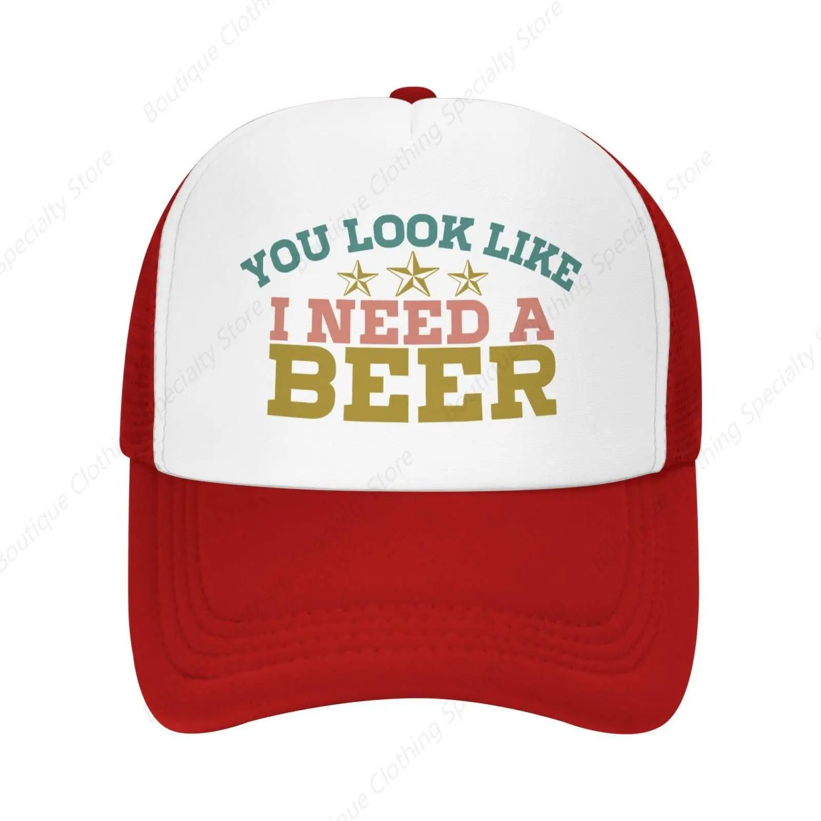 You Look Like I Need A Beer Unisex Adult Trucker Cap Hat dla mężczyzn Kobiety Letnie oddychające czapki plażowe Pasują do mężczyzn Regulowany kapelusz