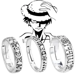 Anello intero da uomo Monkey D Luffy Death Trafalgar Law Ace Anello in metallo Accessori cosplay di Halloween Decorazione per studenti di gioielli