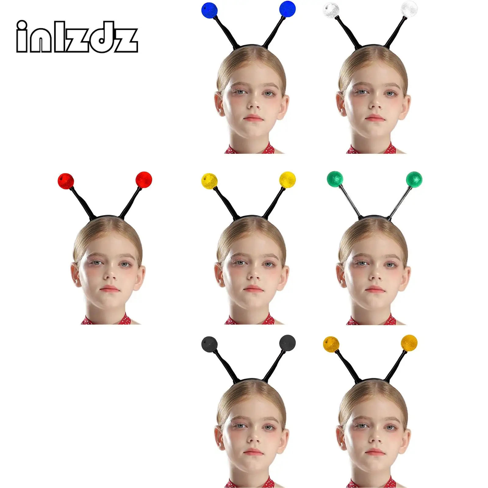 Adults Kids Funny Alien Spring Ball Antenna Luminous Headband Accessory Party Supply Props for Masquerade Cosplay Themed Party
