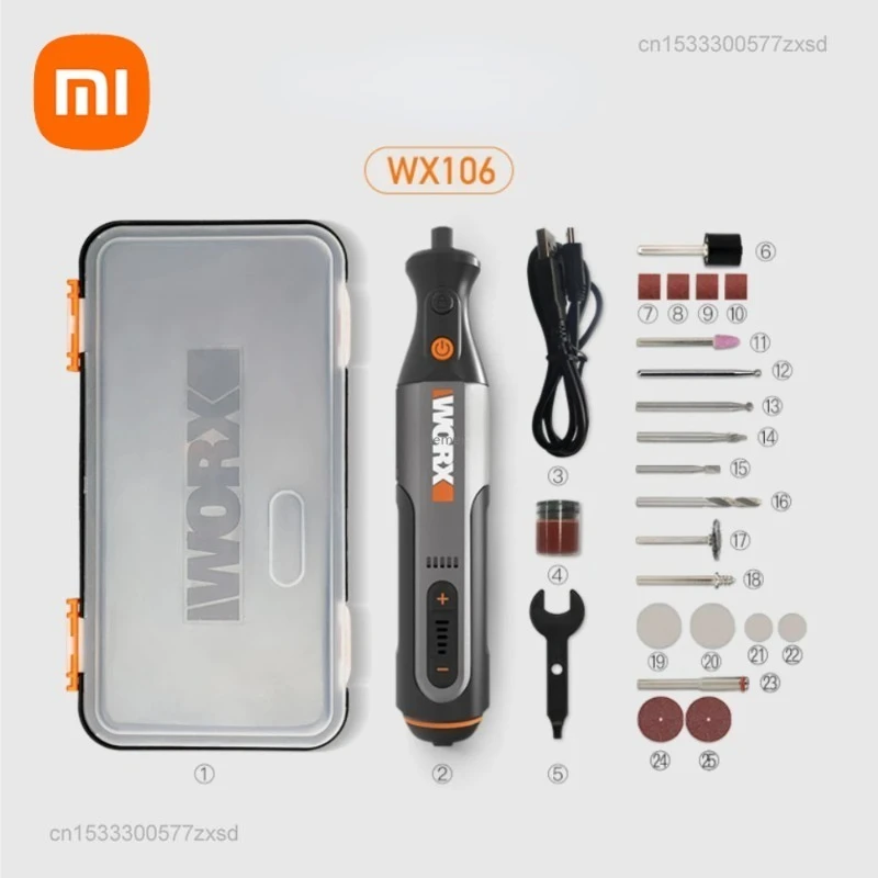 Xiaomi Worx-ferramenta Rotativa sem Fio Mini com Carregador Usb 4v 8v Wx106 Wx750 Gravação Moagem Polimento Velocidade Variável Ferramentas Acc
