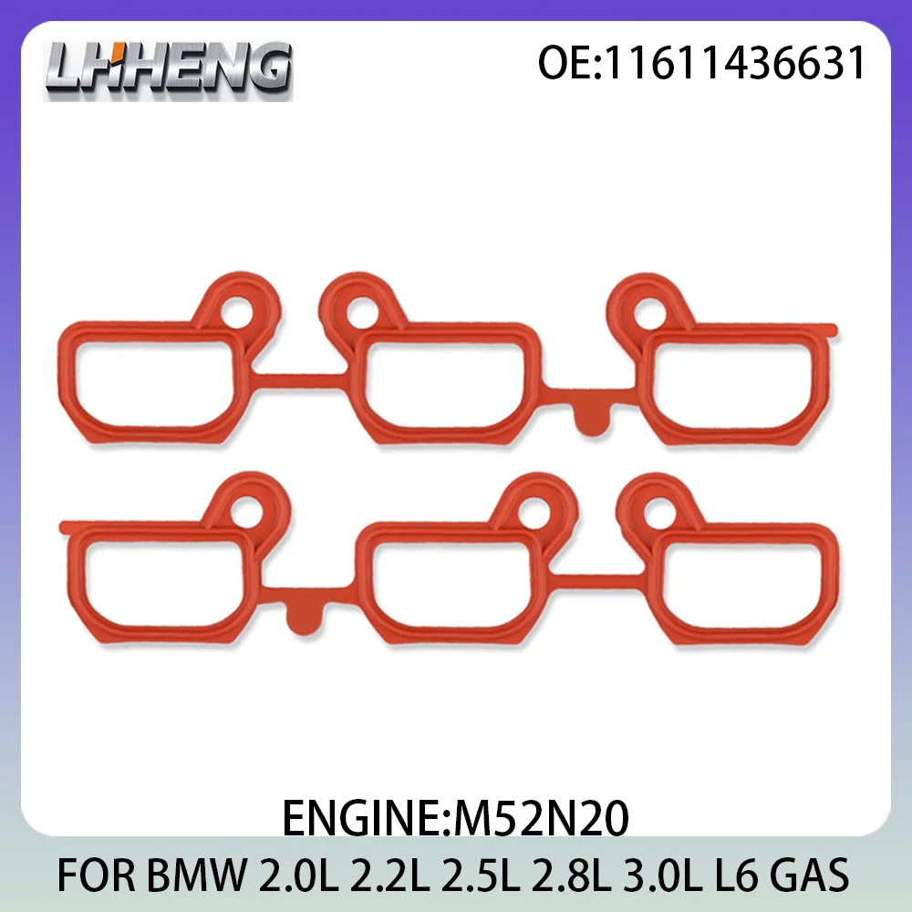 2PCS Intake Manifold Gasket Kit for BMW 3 5 7 X3 X5 Z3 Z4 320i 325i 330i 520i 2.0L 2.2L 2.5L 2.8L 3.0L 95-10 M52 M54 11611436631