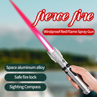 Metal Lightsaber Style Gas Lighter Powerful Red Flame Turbine Jet Torch Outdoor Compass Windproof Lighter BBQ Welding Cigar Tool