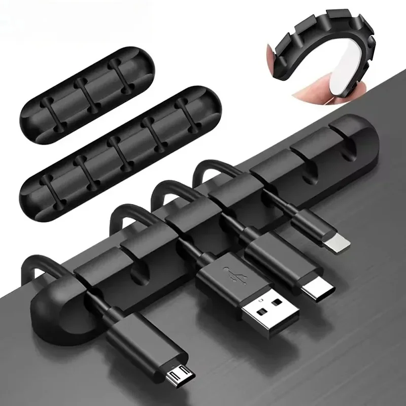 Silicone Cable Organizer Cable Winder Desktop Tidy Management Clips Cable Holder For Mouse Headphone USB Charger Wire Organizer