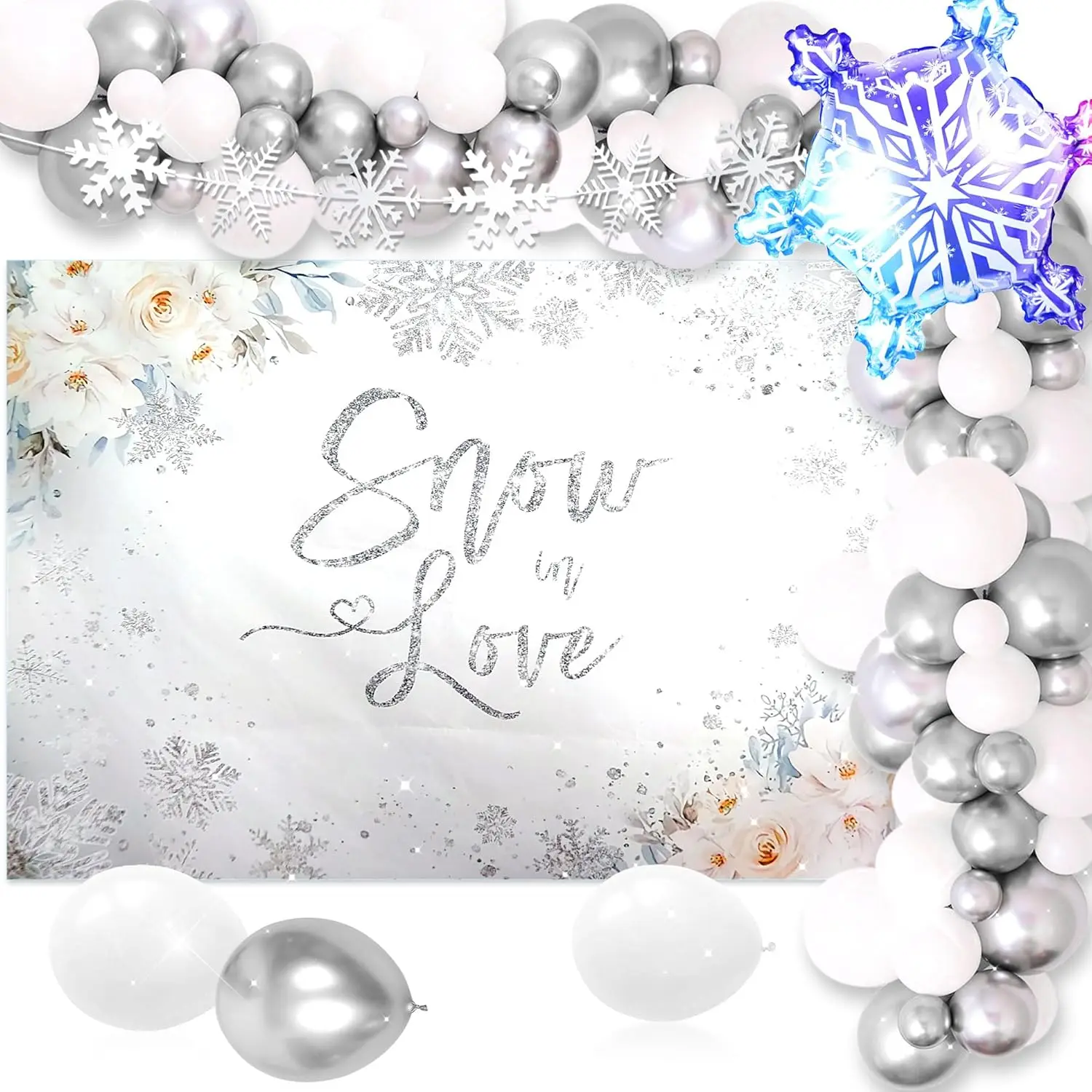 

LaVenty Snow In Love Bridal Shower Decoration Winter Bridal Shower Decorations Snowflake Balloons Silver Garland With Snowflakes