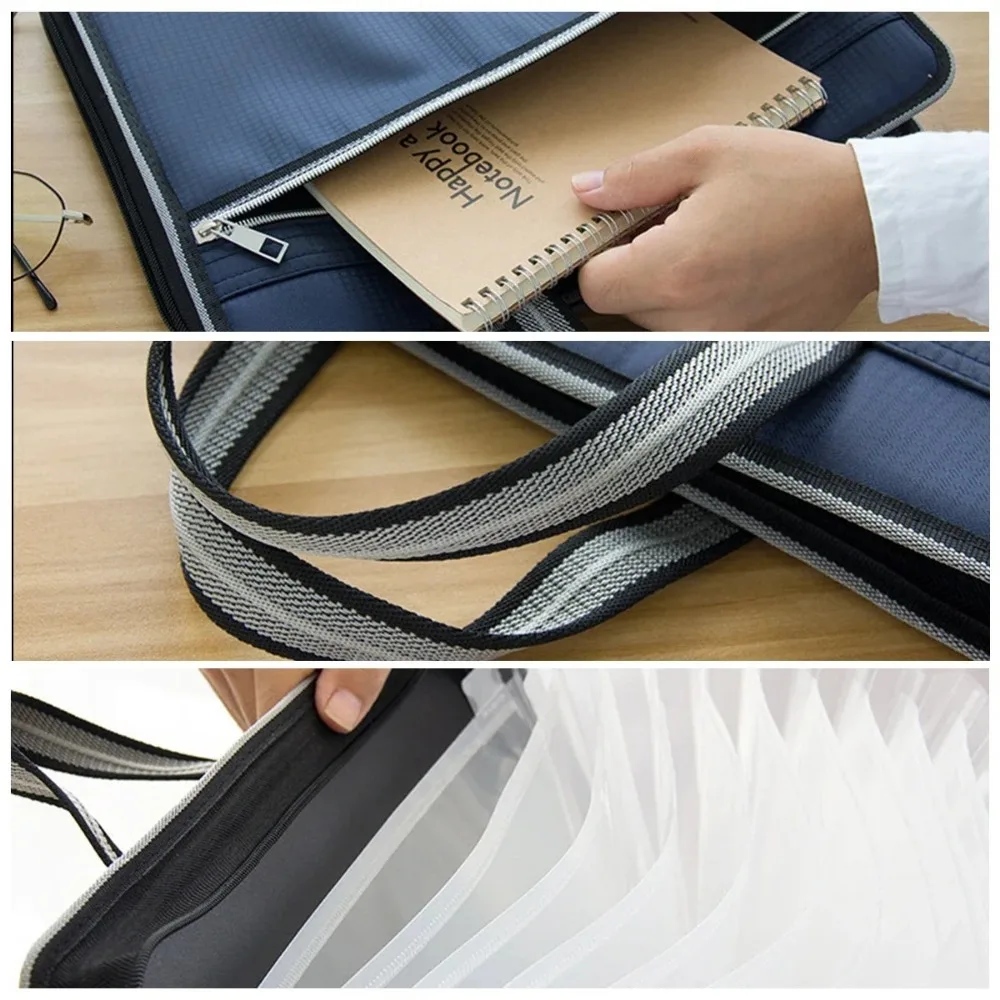 13 Pocket Accordion File Folder Large Capacity Plastic Expanding File Folder with Handle Vertical Multi-layer Organizer Bag