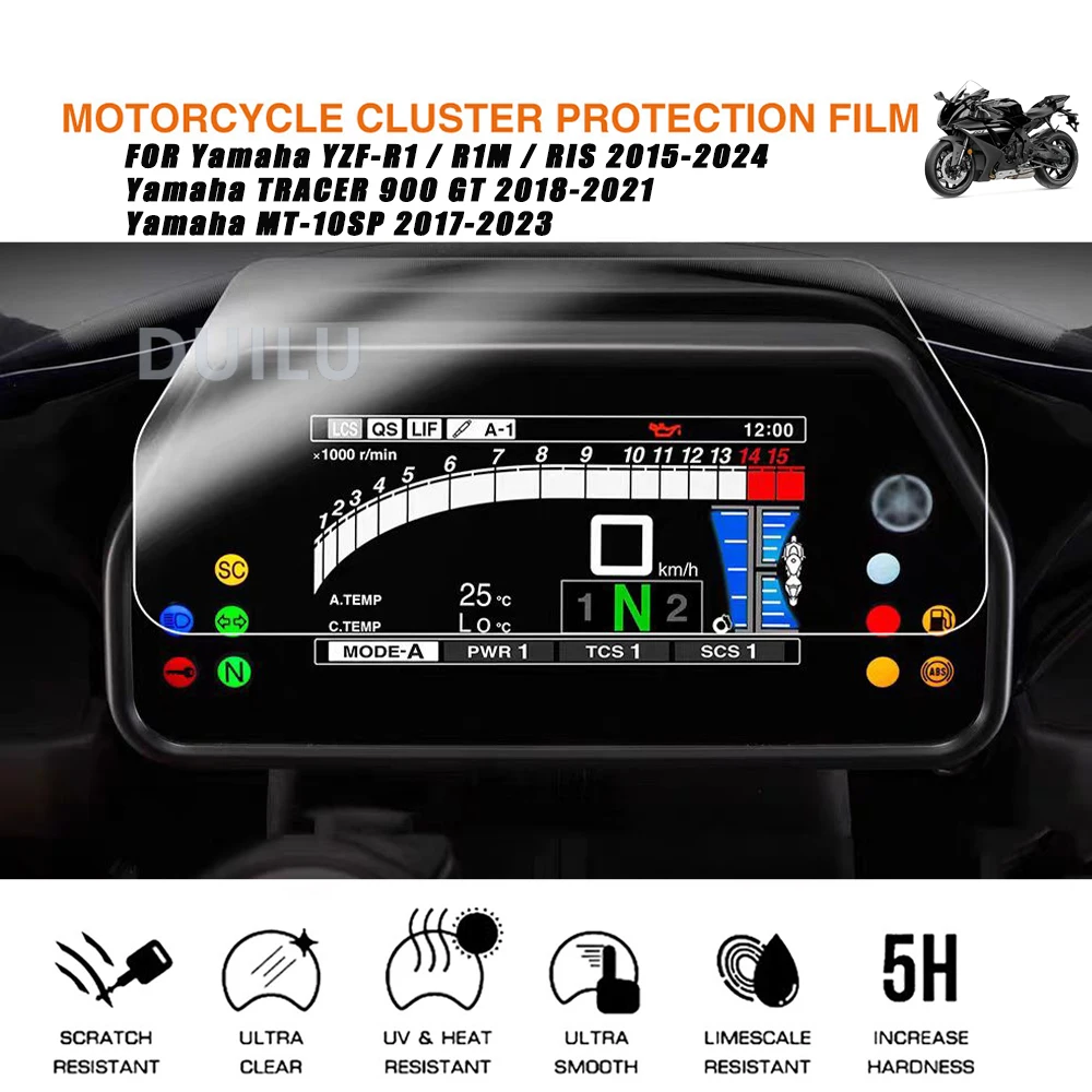 لياماها YZF-R1/R1M/RIS 2015-2024 الراسم 900 GT 2018-2021 MT-10SP 2017-2023 دراجة نارية لوحة القيادة واقي للشاشة فيلم #2