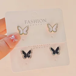 Exquisite Black White Red Butterfly Earrings New Trendy Insect Stud Earrings Wedding Party Sweet Cool Light Luxury Ear Jewelry